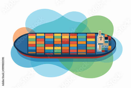 Top View Cargo Container Ship for Global Logistics and Shipping