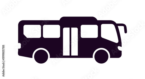 Modern Minibus Icon Silhouette, Public Transport Vehicle Vector Illustration