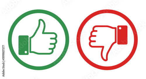 Dual Thumbs Up and Down Icons Representing Approval and Disapproval in a Simple Graphic.