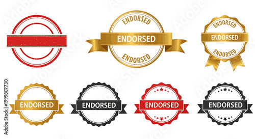Collection of assorted endorsed circular badges in multiple colors for branding and design use.