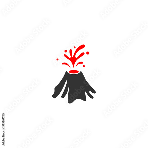 A flat-design graphic representing a volcanic eruption. The mountain is depicted as a solid dark silhouette with organic, slightly irregular edges to suggest a rugged terrain.