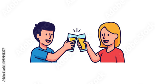 Two friends cheering with beer glasses.