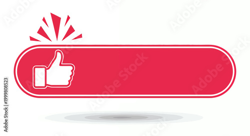 Red glossy rounded thumbs up like button banner for UI design and call to action.