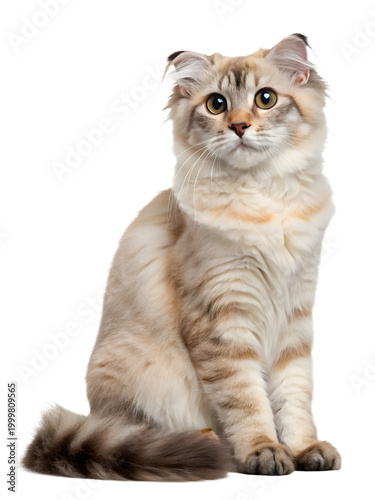 an american curl cat sitting on transparent background
