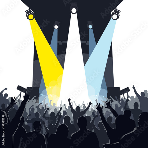 Concert Crowd Cheering Under Stage Lights