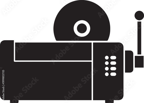 Industrial lathe machine vector silhouette, metalworking workshop icon