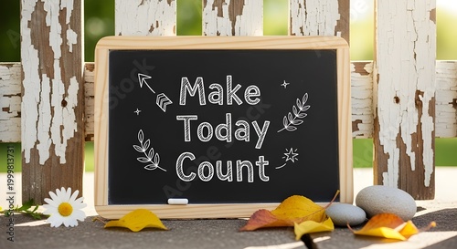 Inspirational concept of making today count with motivation, productivity, and positive mindset. Perfect for themes of success, personal growth, and daily achievement.