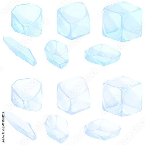 手描きの氷イラストセット