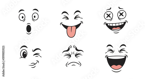 Collection of cartoon faces expressing various emotions and moods