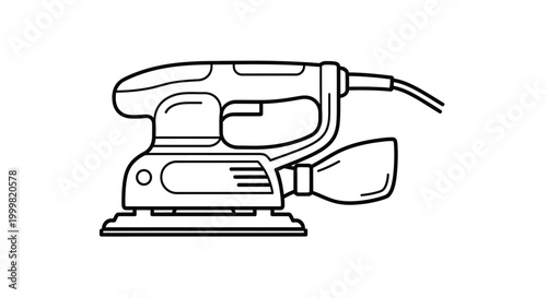 Electric orbital sander power tool line art illustration