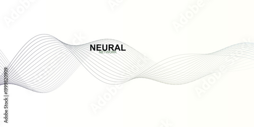 Neural network abstract wave vector, minimalist digital data flow lines, futuristic technology background for artificial intelligence and machine learning