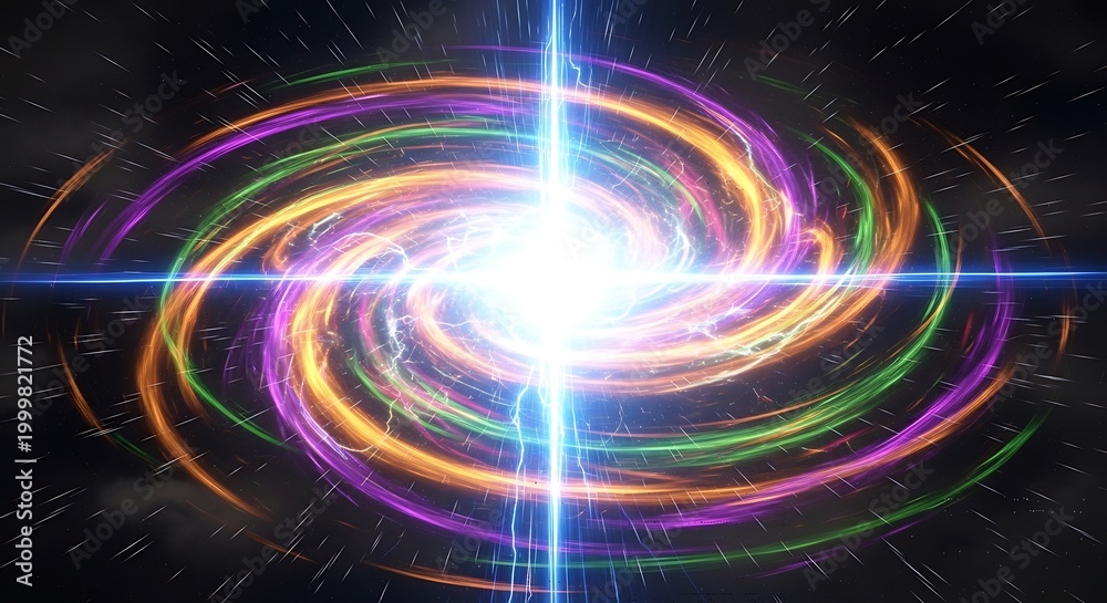 Obraz premium Vibrant Swirling Light Cosmic Energy Pattern.