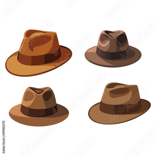 elegant brown fedora hat vector icon modern flat design fashion accessory illustration