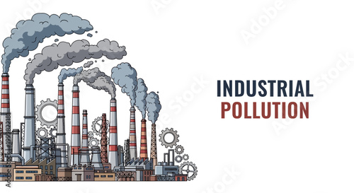 Industrial factory complex emitting heavy smoke pollution into the atmosphere.