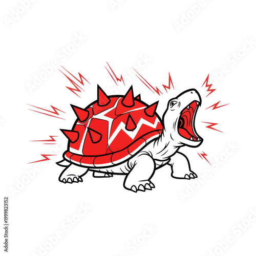 Angry Spiky Turtle Cartoon Character Illustration