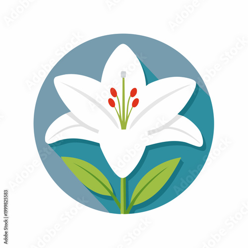 Stylized White Lily Flower Icon