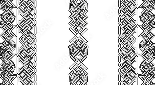 Photography Set of ornate Celtic knotwork vertical border designs.