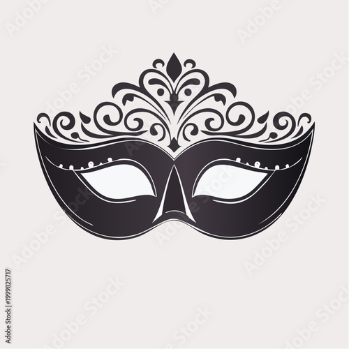 Elegant Black Masquerade Mask with Ornate Tiara