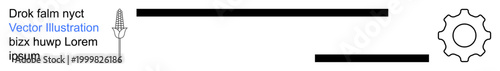 Audio production, podcasting, progress tracking, user interface design, technology, workflow illustration. Microphone, progress bars and gear symbol. Audio production and podcasting concept