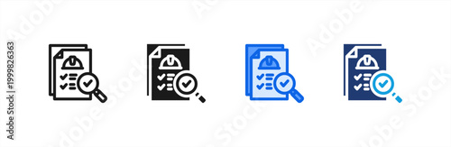 Safety Inspection icon multiple style collection. Vector illustration.