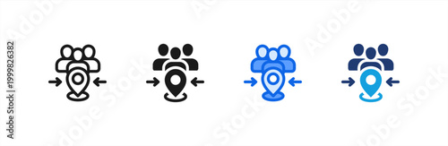 Emergency Assembly Point icon multiple style collection. Vector illustration.