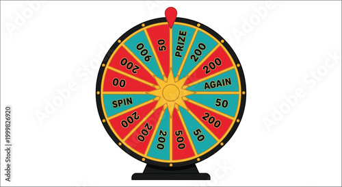 fortune wheel with colorful segments and game elements
