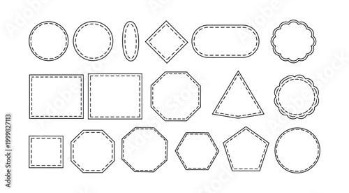 Leather patch label vector outline template featuring frame shapes for branding, badge creation, and rustic emblem design elements