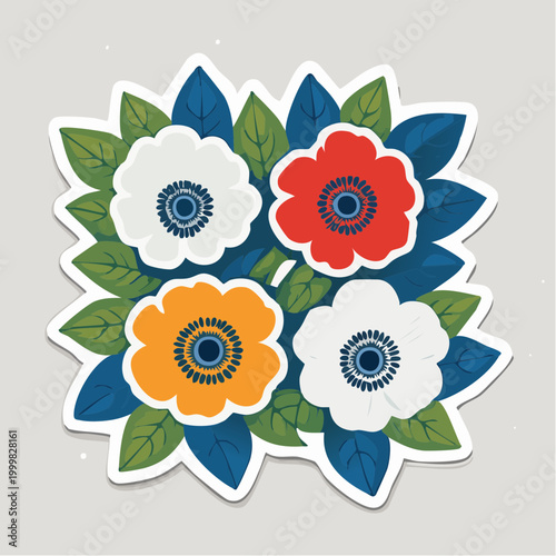 Stylized Anemone Flowers in Vibrant Colors
