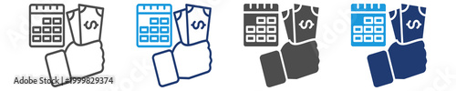 salary icon set multiple style