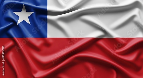 Chilean flag with star waving fabric texture