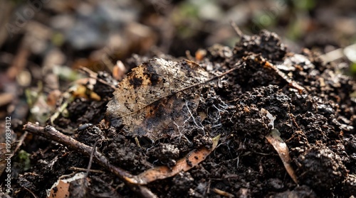 Close-up of nutrient-rich soil brimming with organic matter.