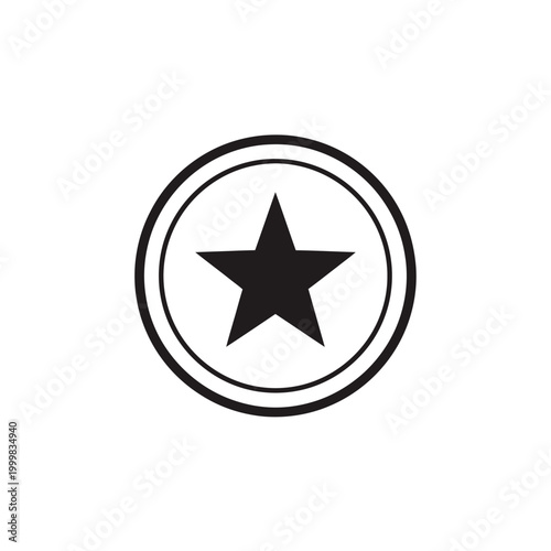 Free Download Black star emblem enclosed in circular border design - GFXLoad