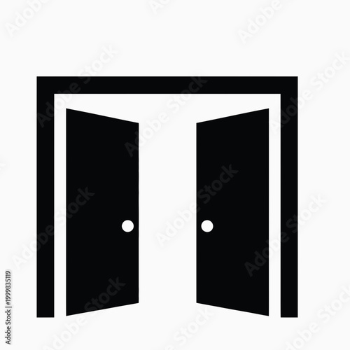 Open Door Entrance Icon Minimal Black Vector Illustration