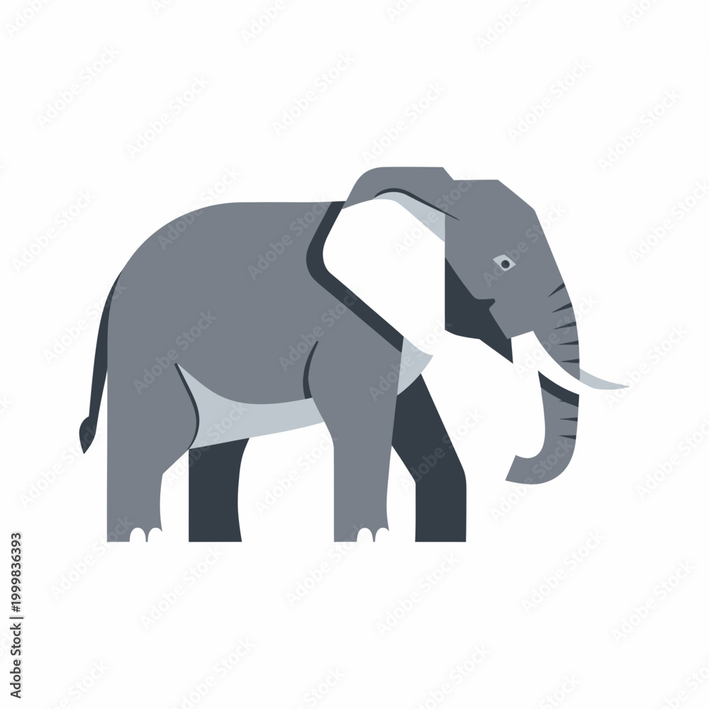 Obraz premium Flat Design Elephant Illustration - African Wildlife Animal
