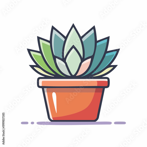 Stylized illustration of a succulent plant in a terracotta pot