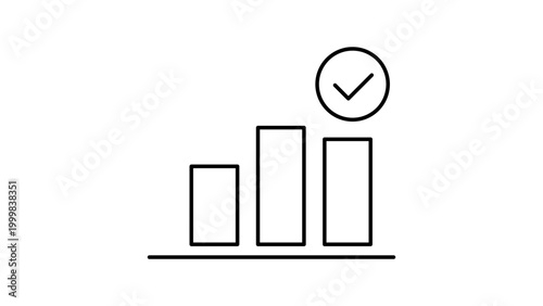 Quadro su tela Voting Poll and Survey Results Bar Chart Minimalist Black Line Vector Icon on White Background, Featuring Editable Stroke for Customizable Line Thickness and Professional Graphic Illustration