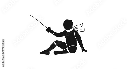 Tableau sur toile Silhouette of a Fencer in Action.