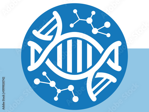 DNA Double Helix and Molecular Structure Icon for Genetics and Biotechnology