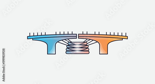 Abstract illustration of a modern bridge design with vibrant colors and lines.