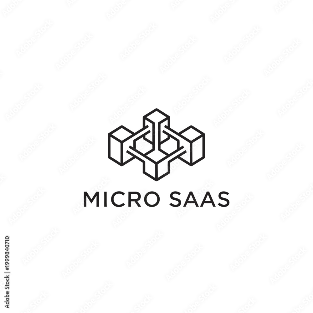 Fototapeta premium Isometric blockchain structure logo design for micro saas software development firm.
