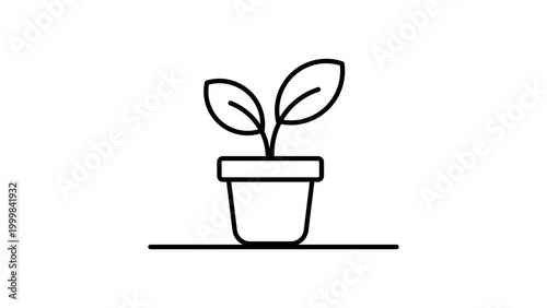 Fotografía Minimalist Potted Plant Vector Icon with Editable Stroke