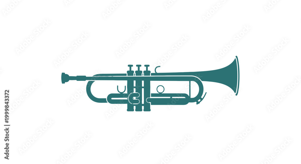 Naklejka premium Isolated Green Trumpet Illustration with Valves.