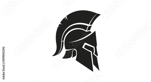 Ancient Spartan Helmet Silhouette, Greek Warrior Symbol, Military Icon