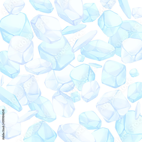 手描きの氷イラストの透過背景_正方形