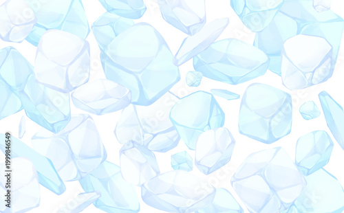 手描きの氷イラストの透過背景_横