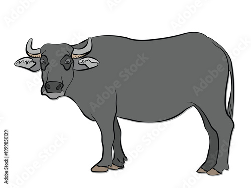 Asian buffaloes in cartoon form.