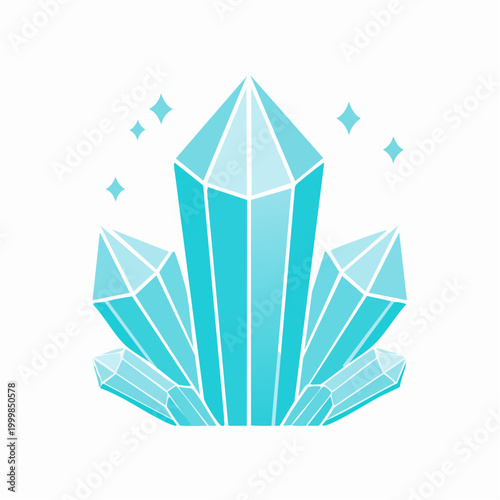 Blue Crystal Cluster with Sparkles