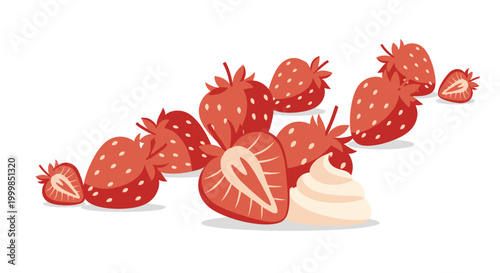 Fresh Strawberries and Cream Arrangement, Delicious Fruit Dessert