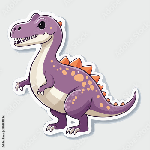 Cute Purple Cartoon Dinosaur Sticker