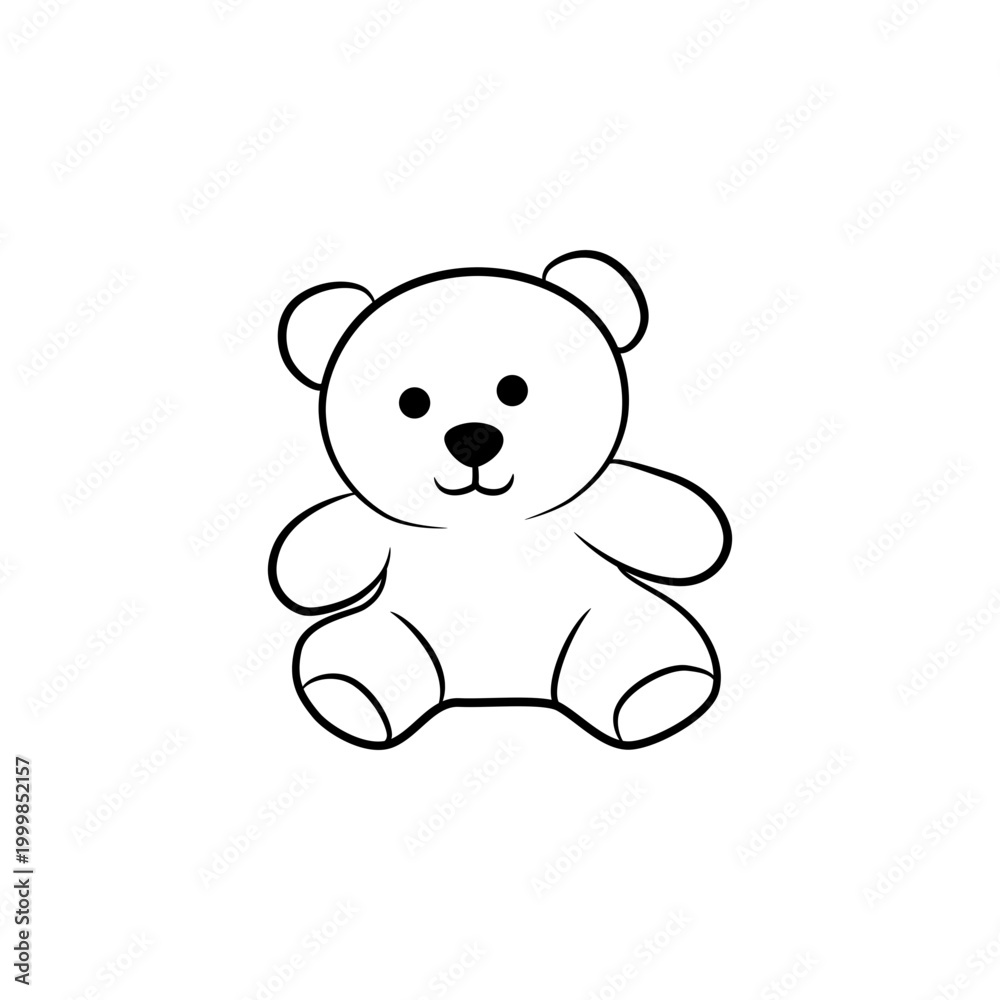 Fototapeta premium Classic Teddy Bear Plush Toy Outline Illustration